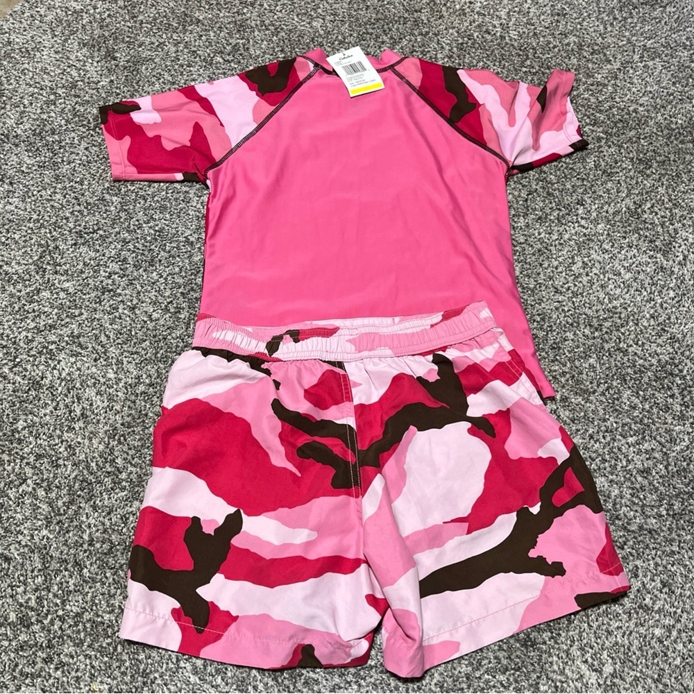 Girls Medium Cabela’s Swim Board Shorts And Rash guard Pink Camo - Picture 10 of 11